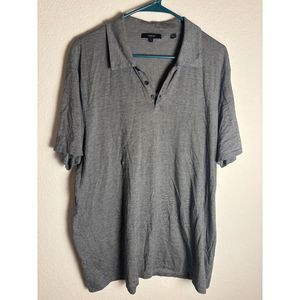 VINCE Mens Polo Shirt Gray Heather 100% Cotton Slub Short Sleeves Size XL